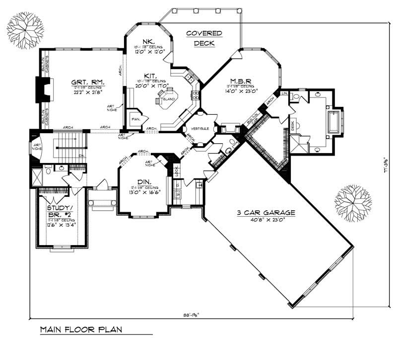 Floor Plan First Story of European Plan #101-1614