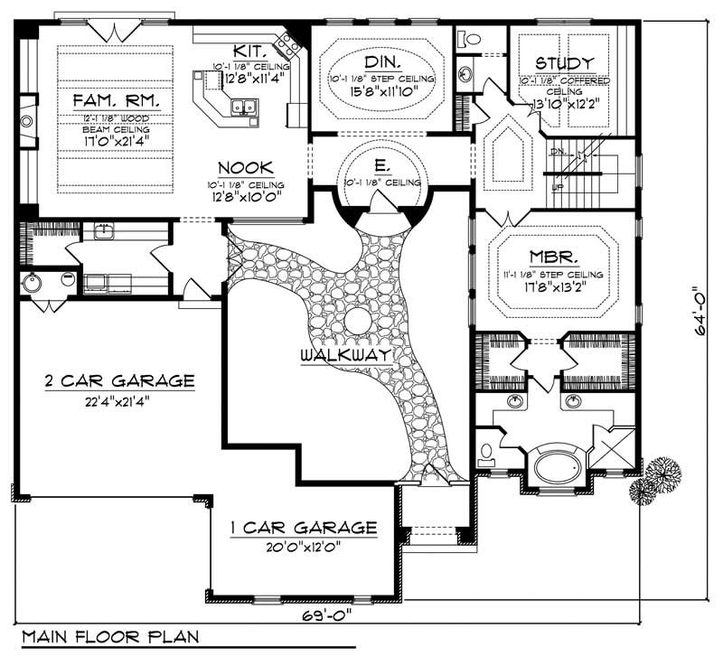 Floor Plan First Story of Mediterranean Plan #101-1616