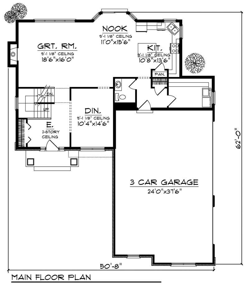 Floor Plan First Story of Craftsman Plan #101-1617