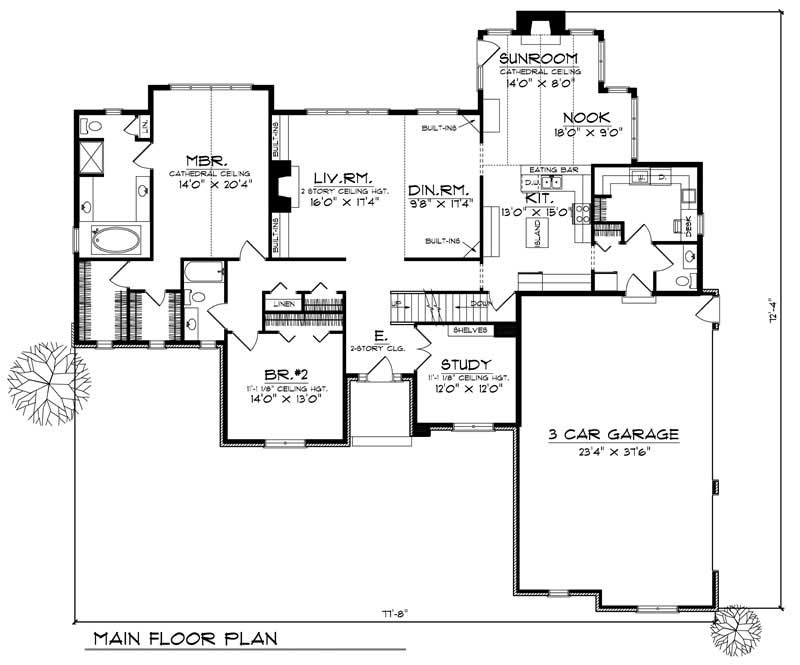 Floor Plan First Story of Craftsman Plan #101-1618