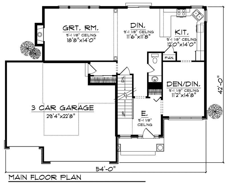 Floor Plan First Story of Craftsman Plan #101-1620