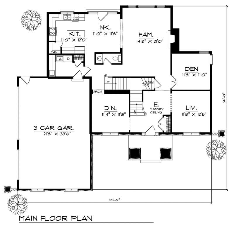 Floor Plan First Story of Craftsman Plan #101-1621