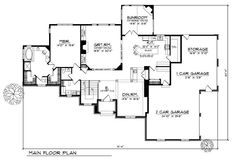 Floor Plan First Story of European Plan #101-1623