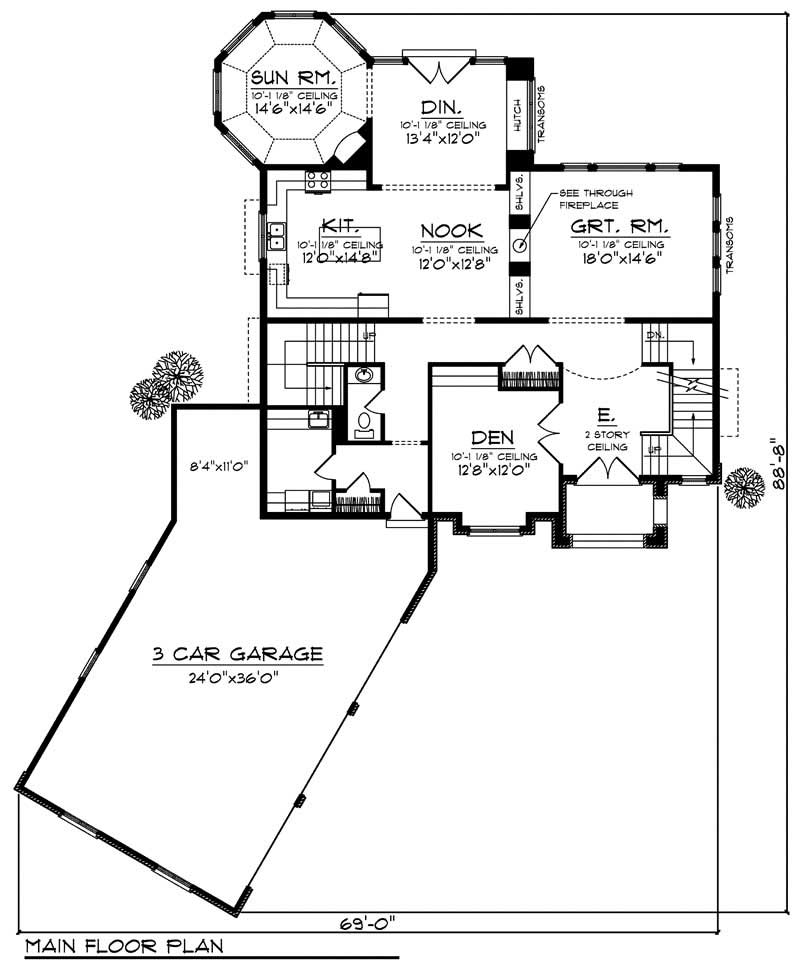 Floor Plan First Story of European Plan #101-1624