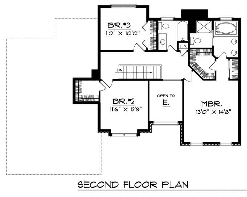 Floor Plan Second Story of Prairie Plan #101-1625