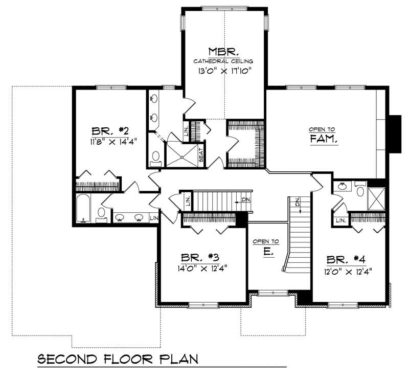 Floor Plan Second Story of Country Plan #101-1626