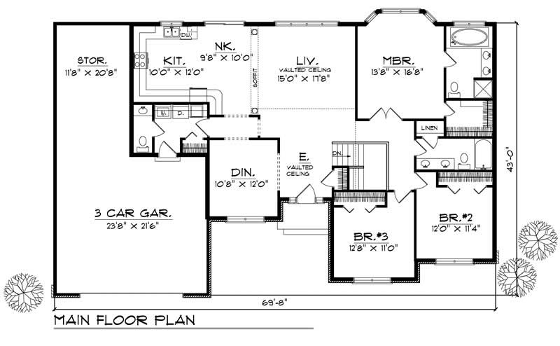 Floor Plan First Story of Country Plan #101-1629