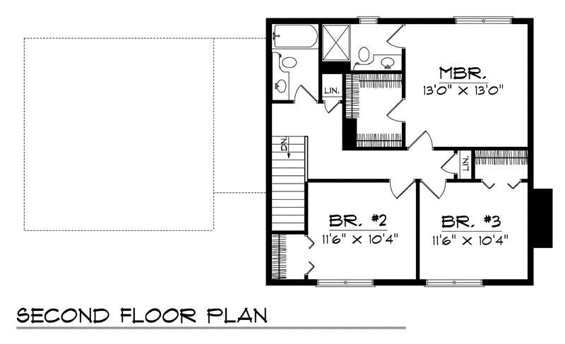 Floor Plan Second Story of Country Plan #101-1631