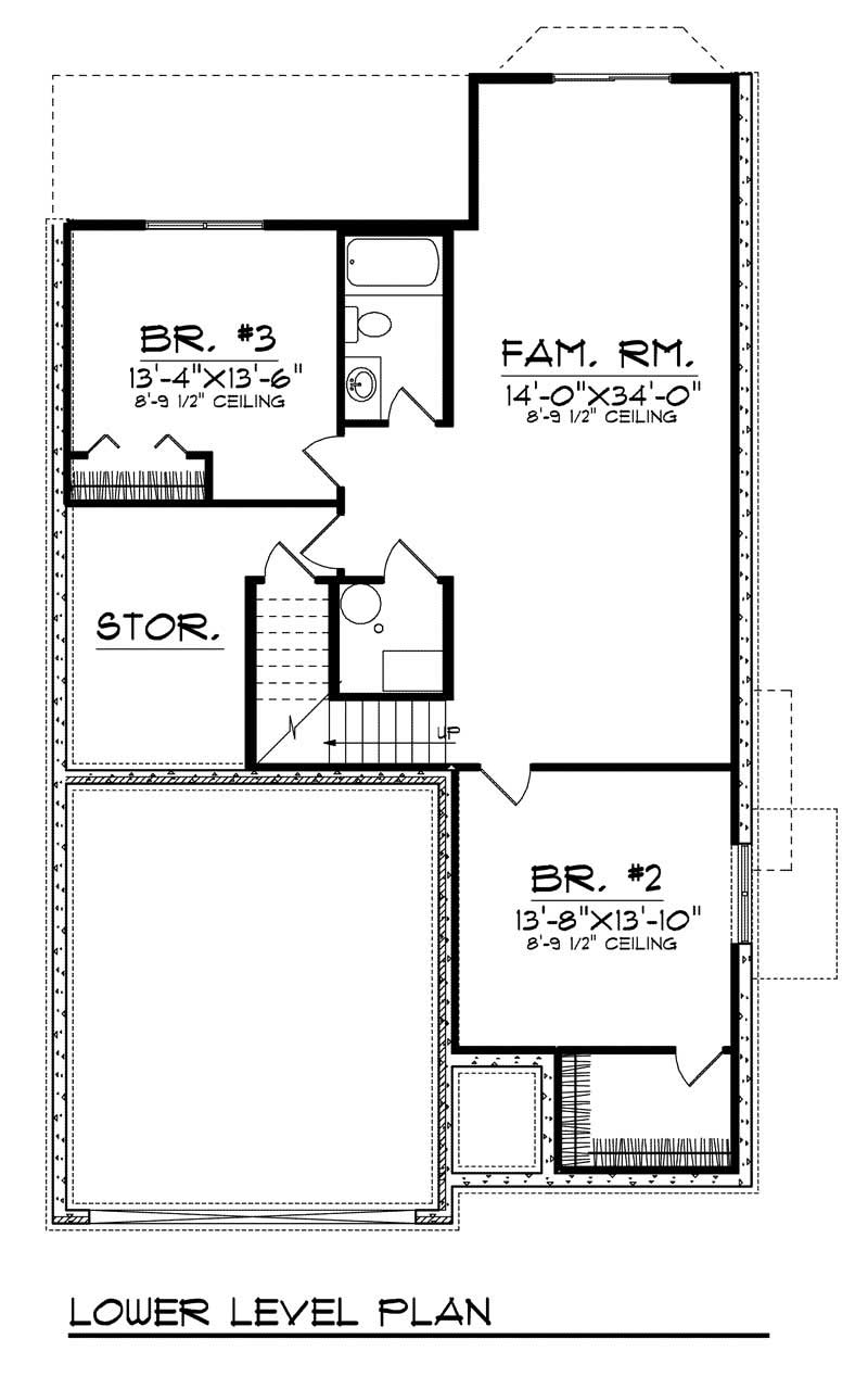 Floor Plan Basement of Bungalow Plan #101-1634