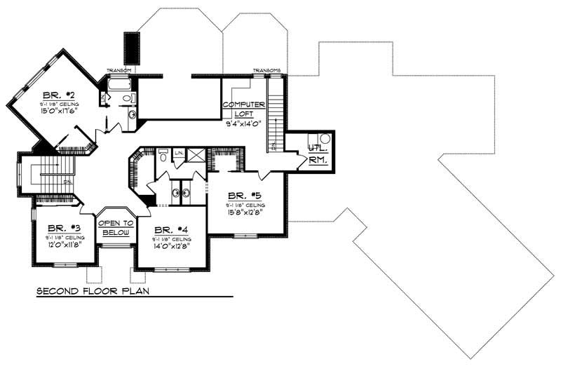 Floor Plan Second Story of Luxury Plan #101-1643