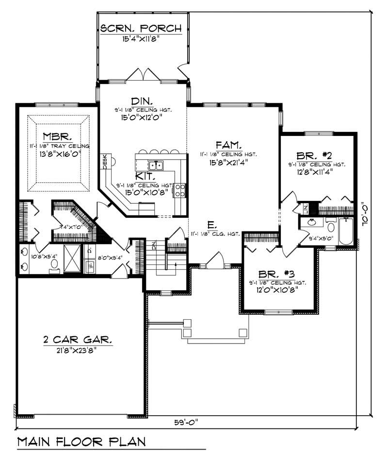 Floor Plan First Story of Ranch Plan #101-1647