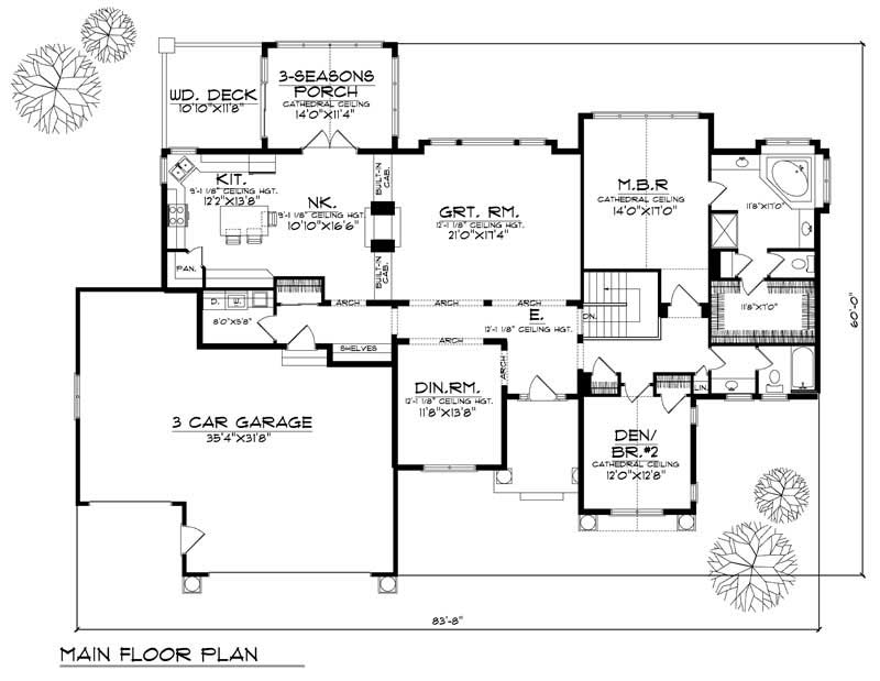 Floor Plan First Story of Ranch Plan #101-1648