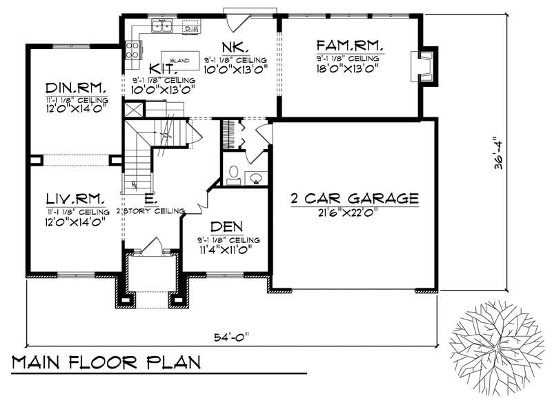 Floor Plan First Story of Traditional Plan #101-1649