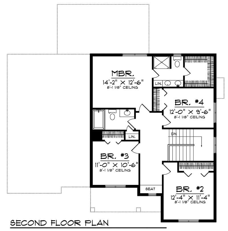 Floor Plan Second Story of Country Plan #101-1651