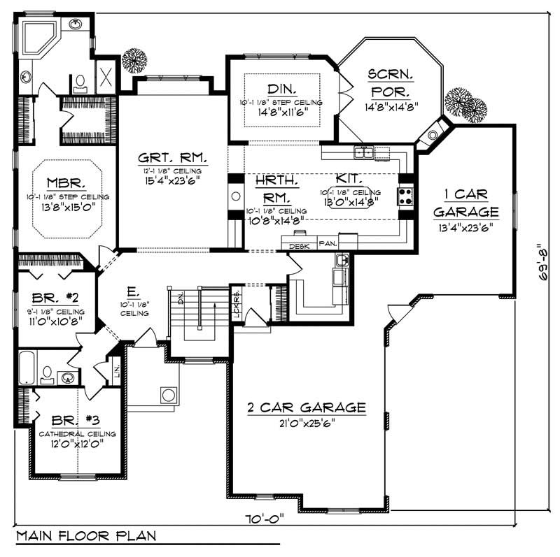 Floor Plan First Story of European Plan #101-1653