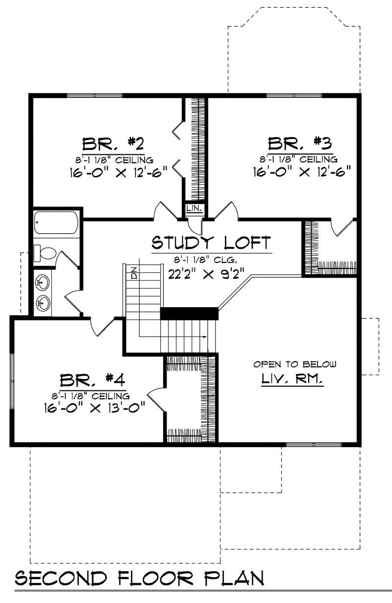 Floor Plan Second Story of Country Plan #101-1663