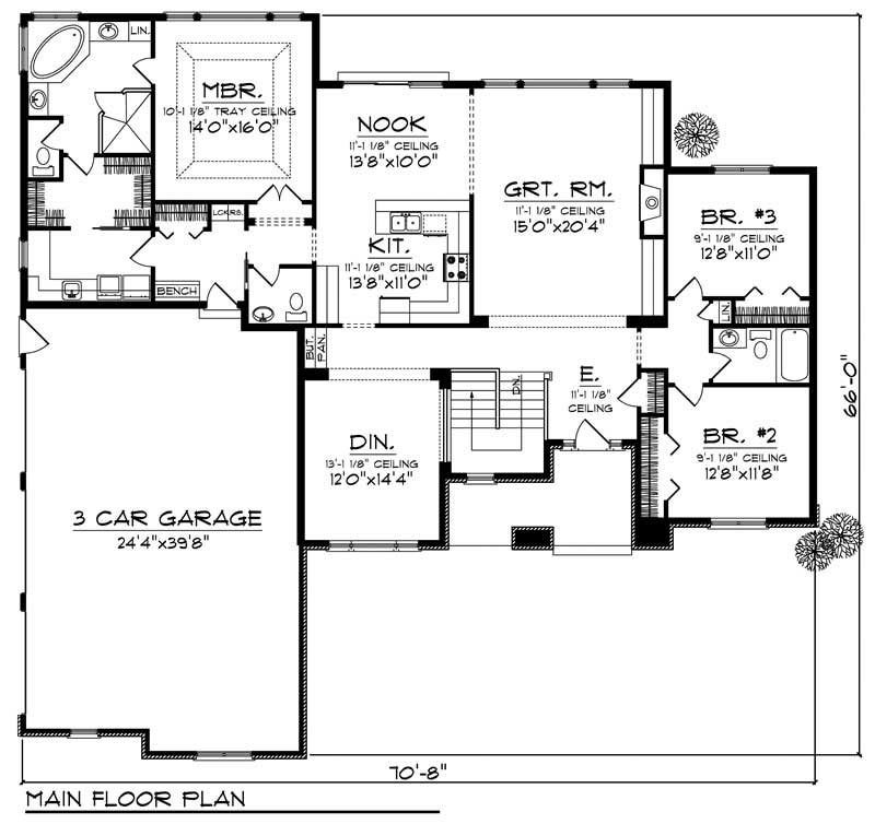 Floor Plan First Story of Craftsman Plan #101-1664