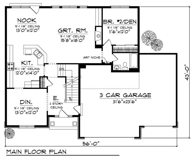 Floor Plan First Story of Country Plan #101-1667