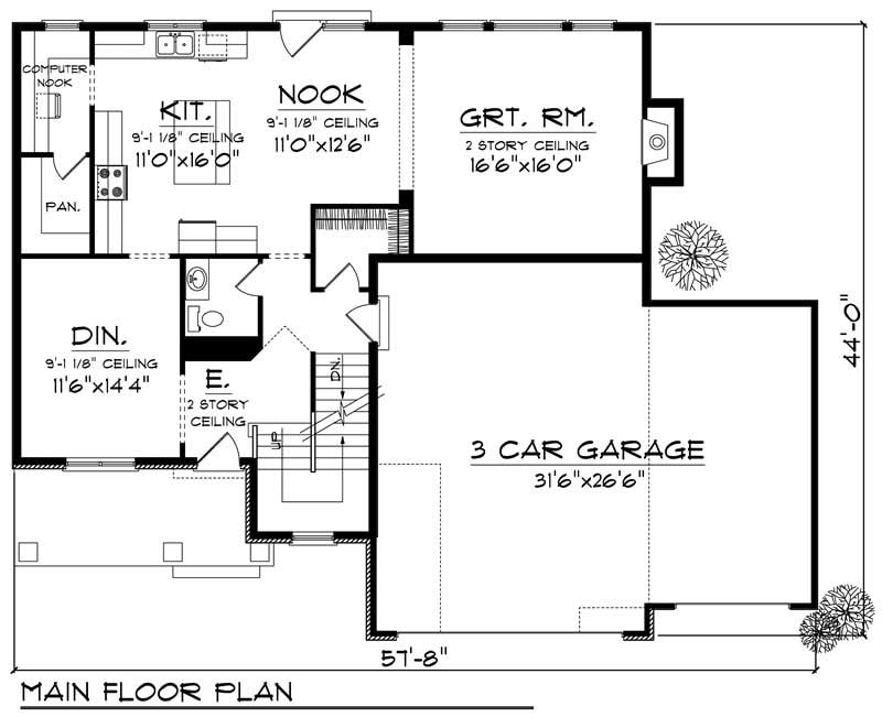 Floor Plan First Story of Craftsman Plan #101-1668