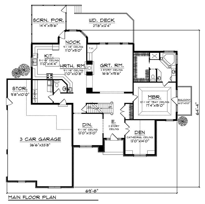 Floor Plan First Story of European Plan #101-1670