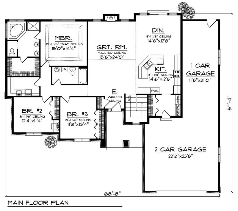 Floor Plan First Story of Ranch Plan #101-1672