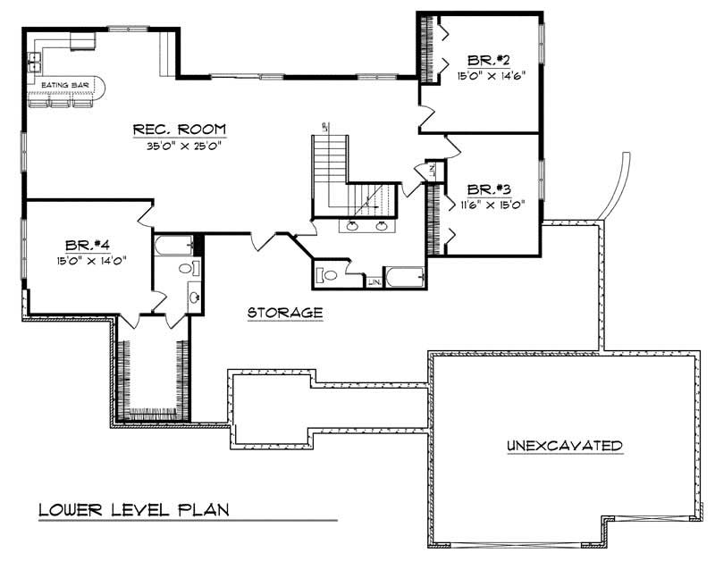 Floor Plan Basement of European Plan #101-1673