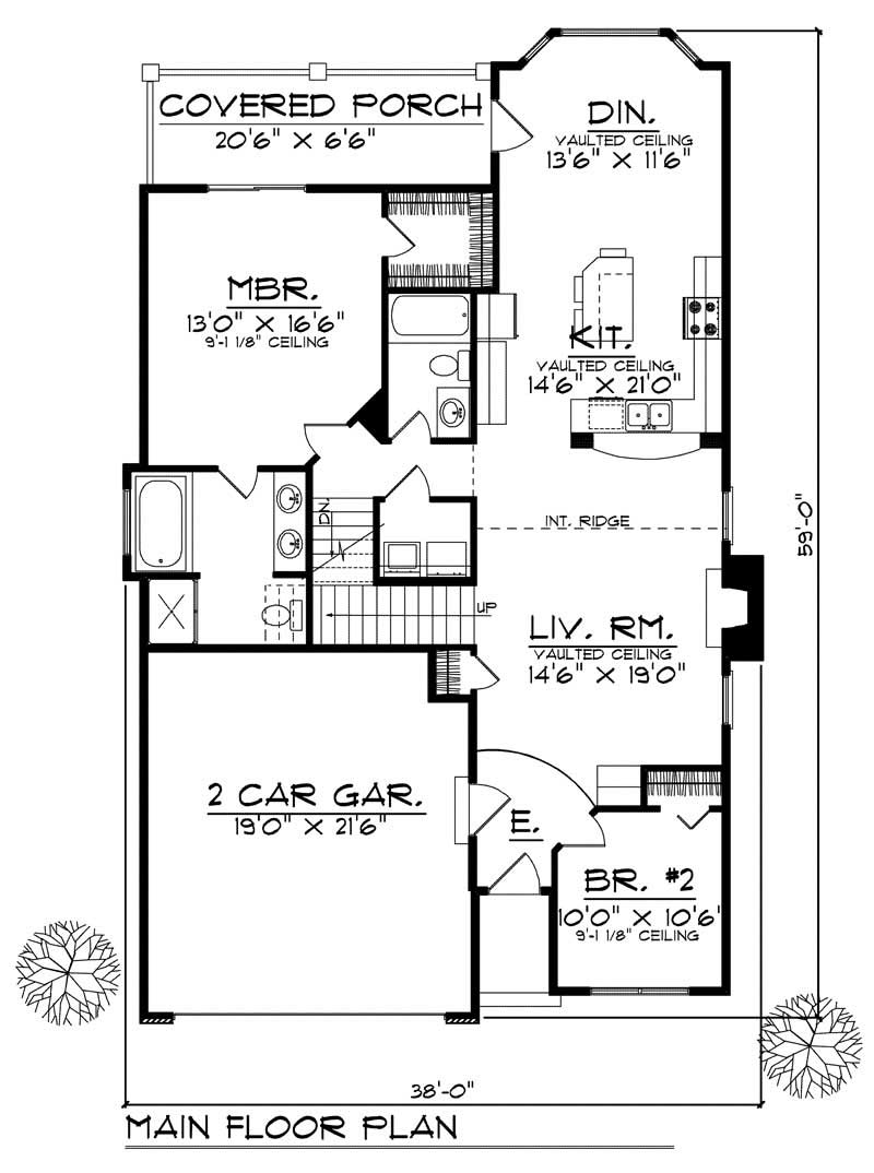 Floor Plan First Story of Ranch Plan #101-1674