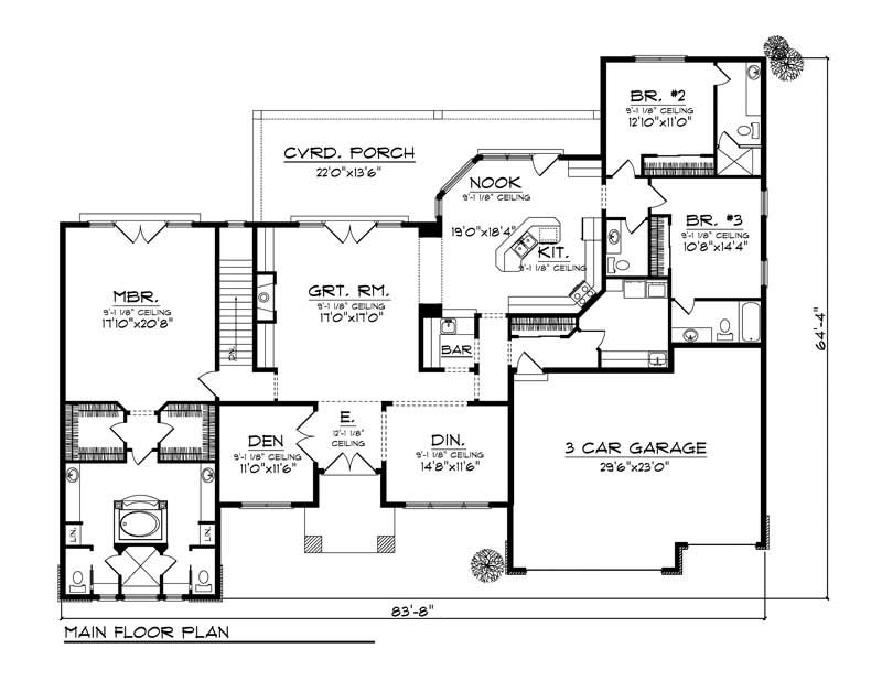 Floor Plan First Story of Mediterranean Plan #101-1675
