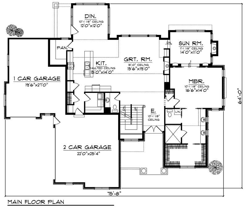 Floor Plan First Story of European Plan #101-1676