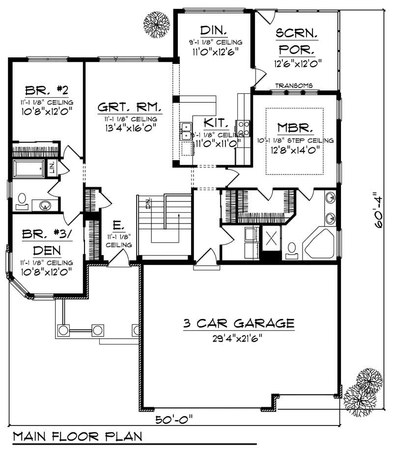 Floor Plan First Story of Ranch Plan #101-1680