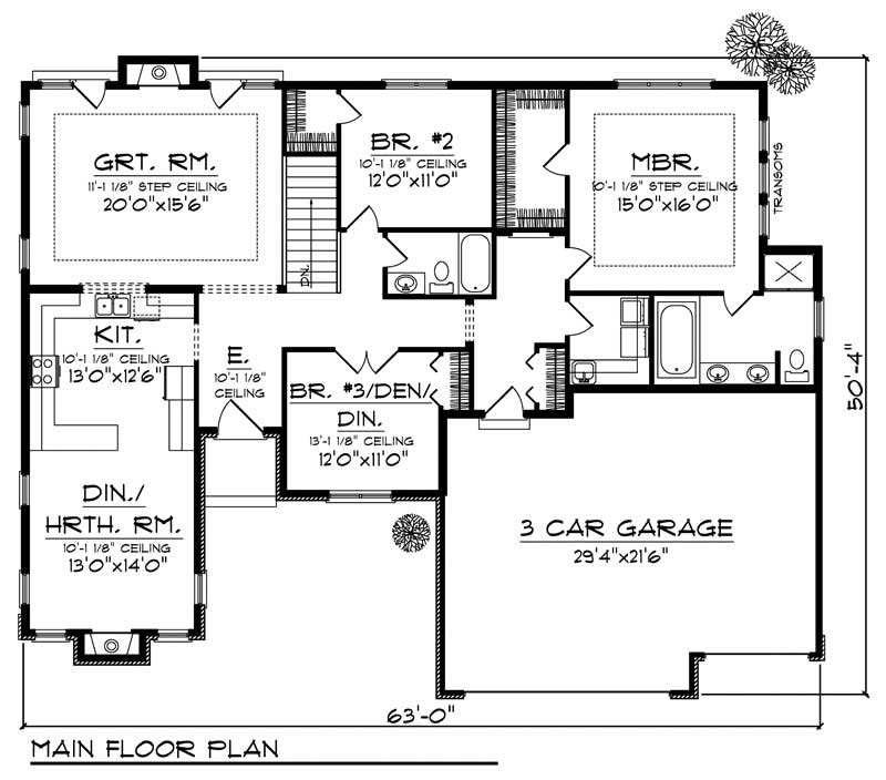 Floor Plan First Story of Ranch Plan #101-1681