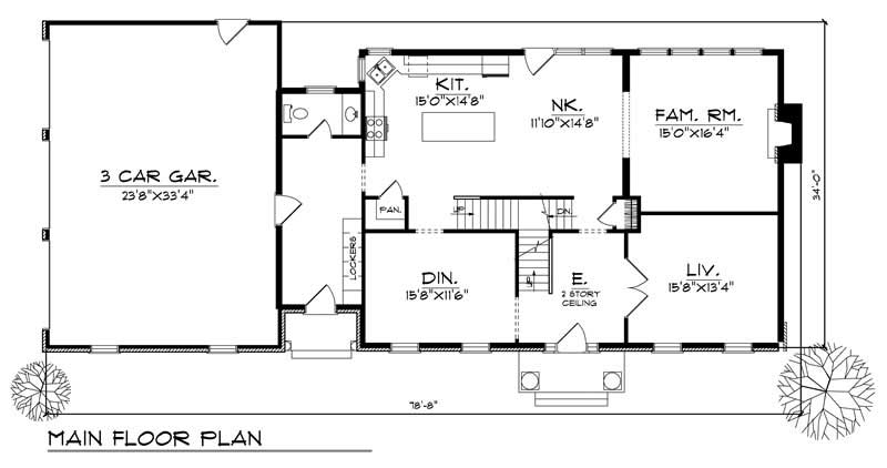 Floor Plan First Story of Colonial Plan #101-1682
