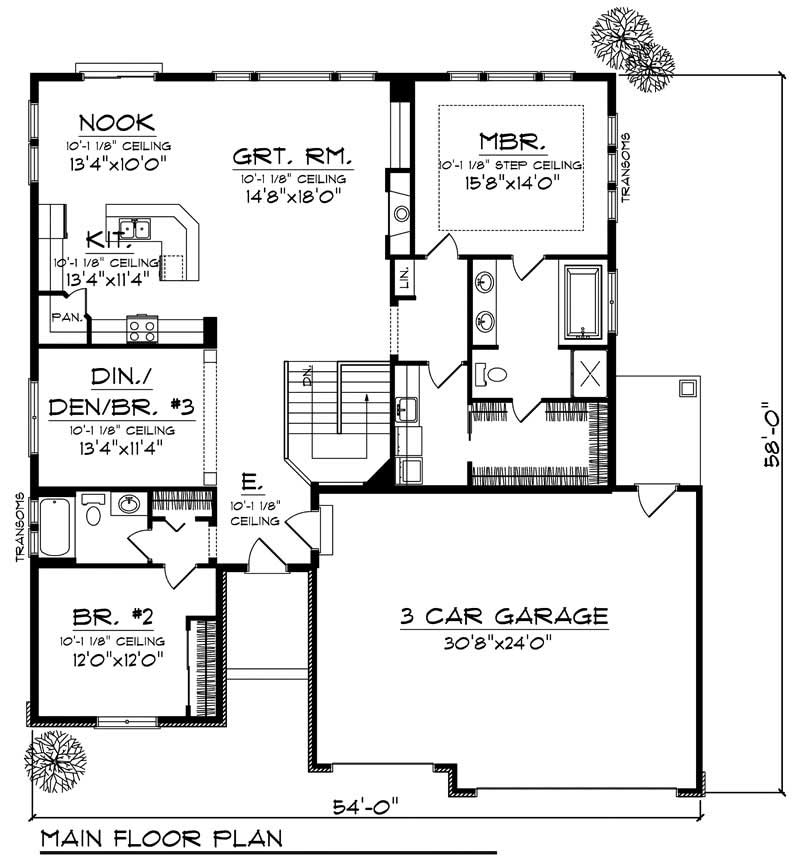 Floor Plan First Story of Craftsman Plan #101-1683