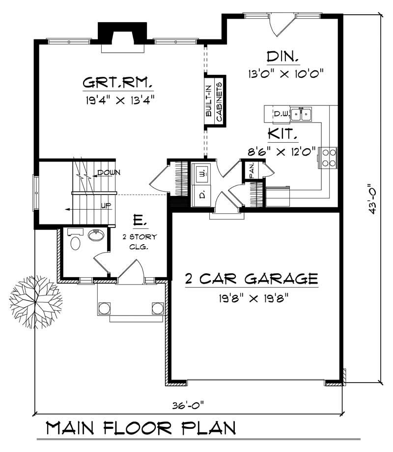 Floor Plan First Story of Country Plan #101-1684