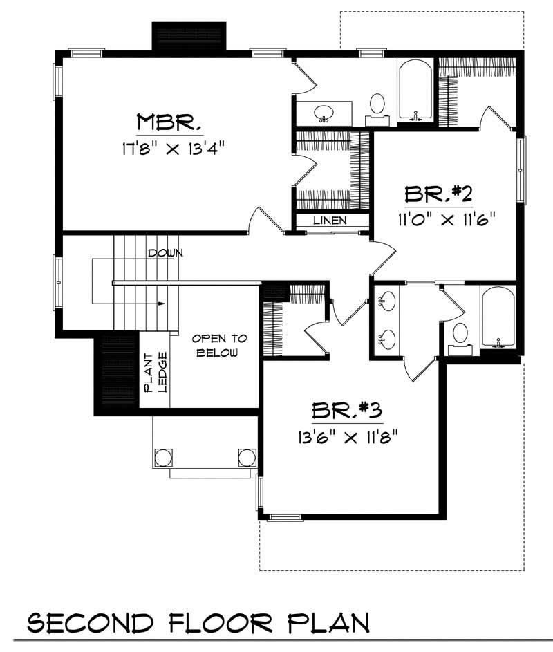 Floor Plan Second Story of Country Plan #101-1684