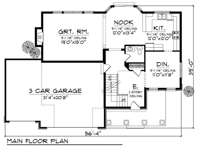 Floor Plan First Story of Colonial Plan #101-1686
