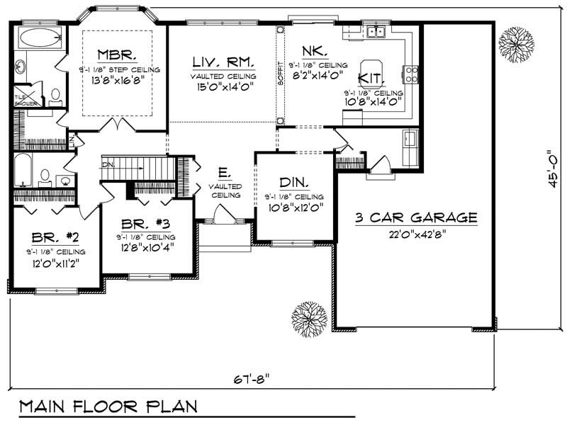 Floor Plan First Story of Ranch Plan #101-1691