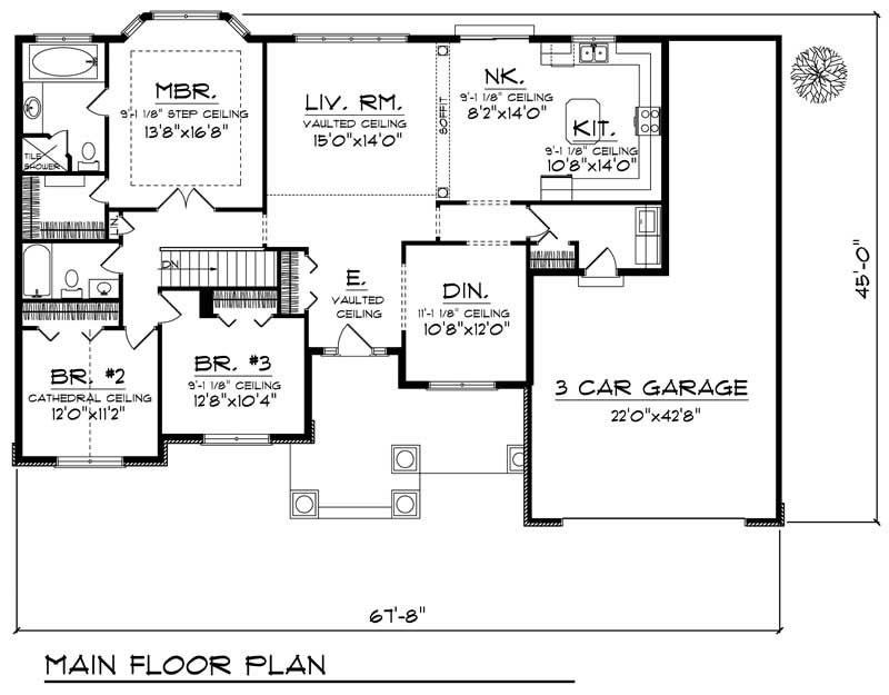 Floor Plan First Story of Ranch Plan #101-1693