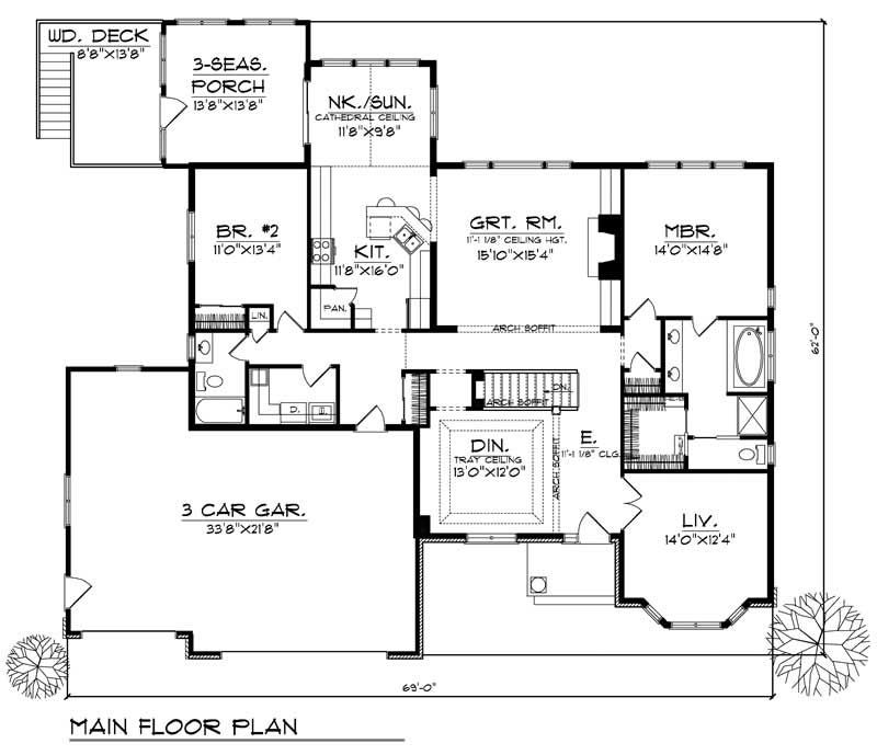 Floor Plan First Story of Ranch Plan #101-1695