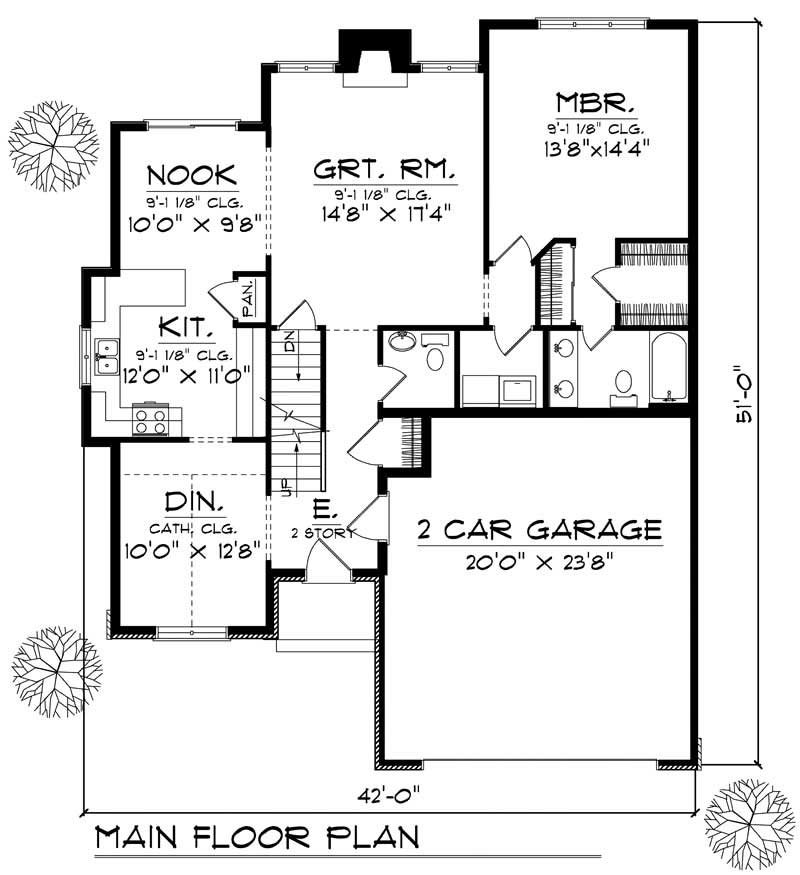 Floor Plan First Story of Ranch Plan #101-1700