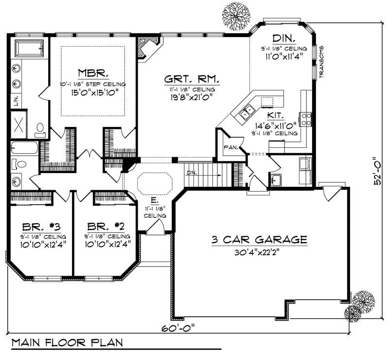 Floor Plan First Story of Ranch Plan #101-1701