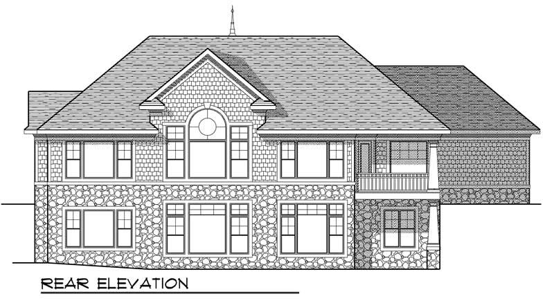 Home Plan Rear Elevation of this 4-Bedroom,3909 Sq Ft Plan -101-1702