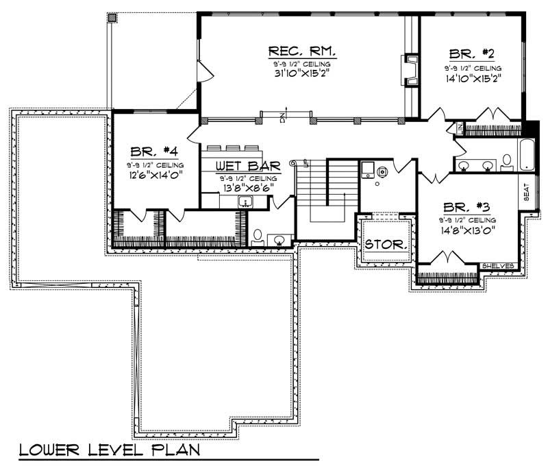 Floor Plan Basement of European Plan #101-1702