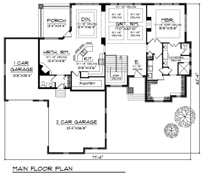Floor Plan First Story of European Plan #101-1702