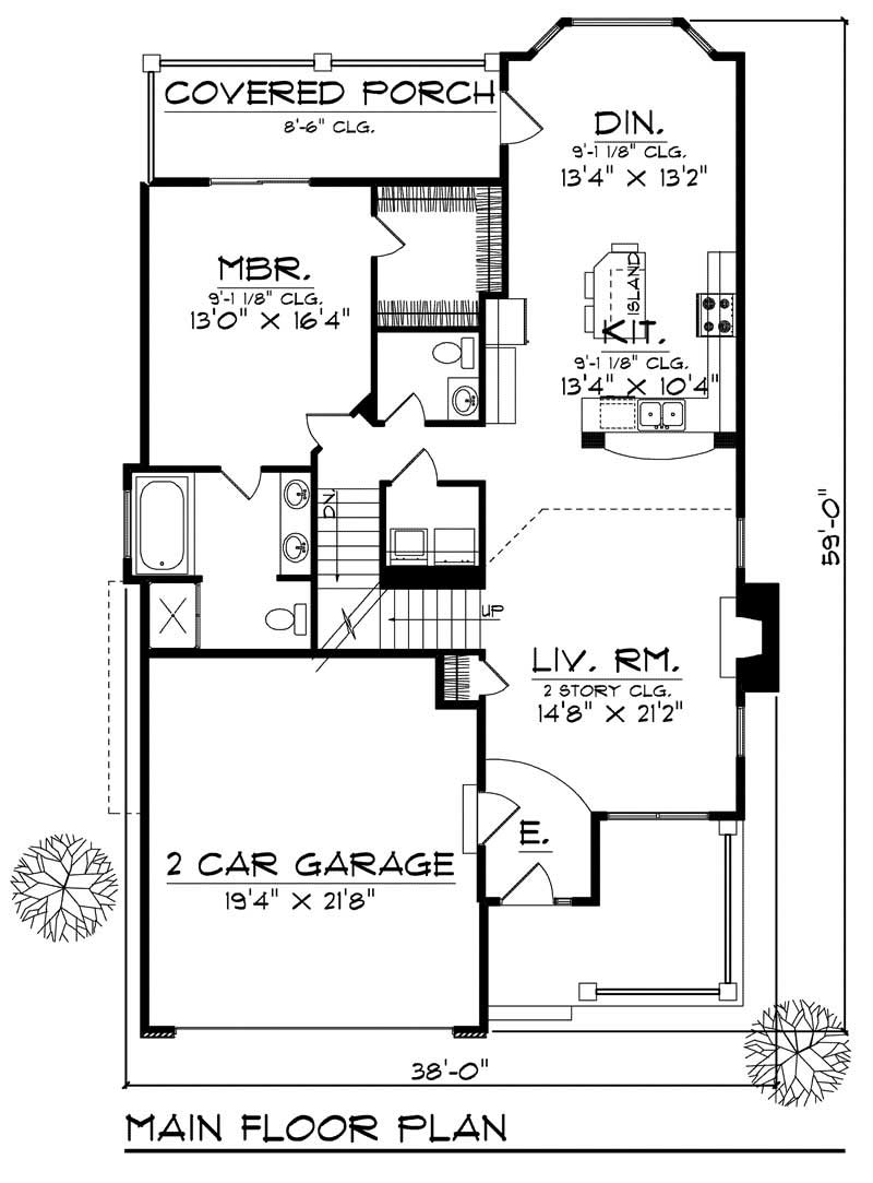 Floor Plan First Story of Country Plan #101-1703