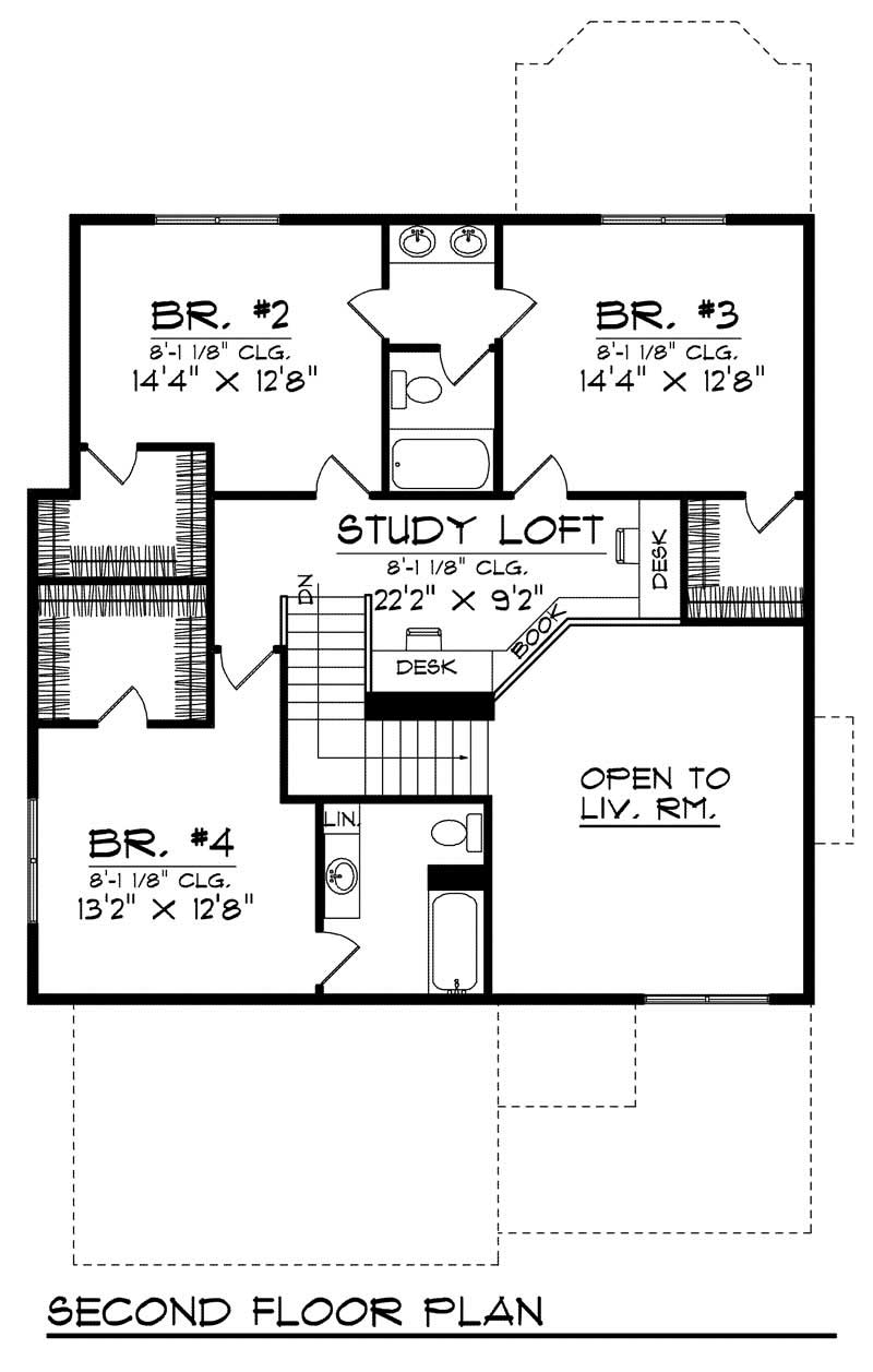Floor Plan Second Story of Country Plan #101-1703