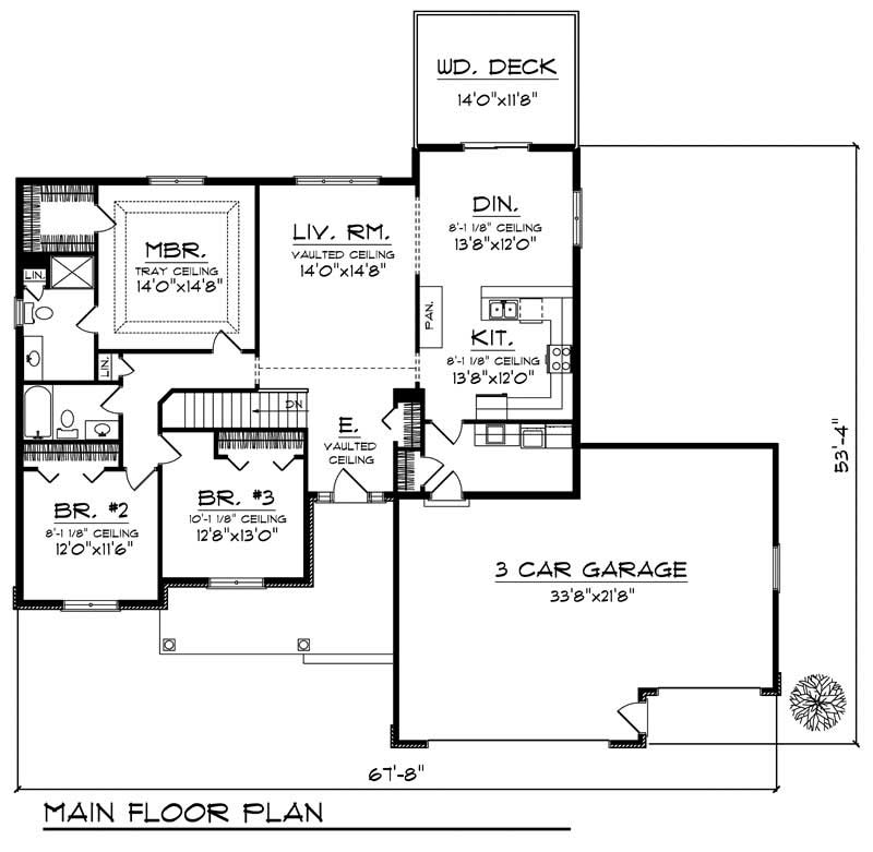 Floor Plan First Story of Ranch Plan #101-1705