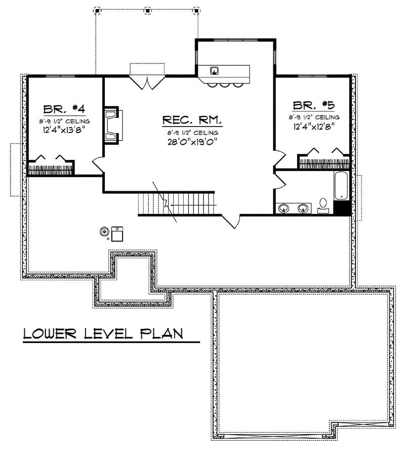Floor Plan Basement of Ranch Plan #101-1707