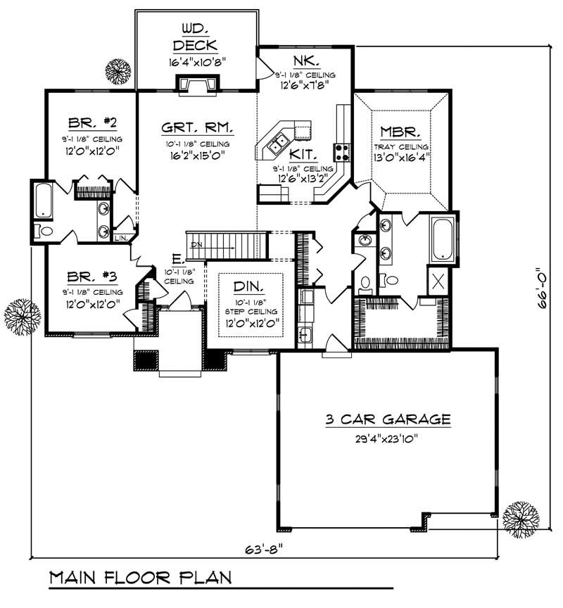 Floor Plan First Story of Ranch Plan #101-1707
