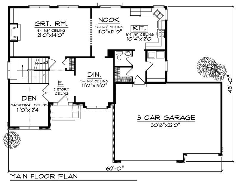 Floor Plan First Story of European Plan #101-1711